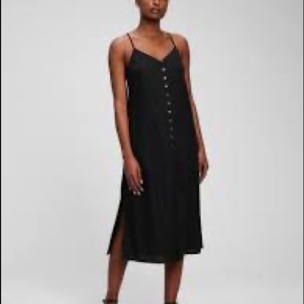 NWT Gap black linen button front dress sz 8